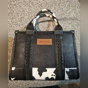 Wrangler Cow Print Black Tote Bag